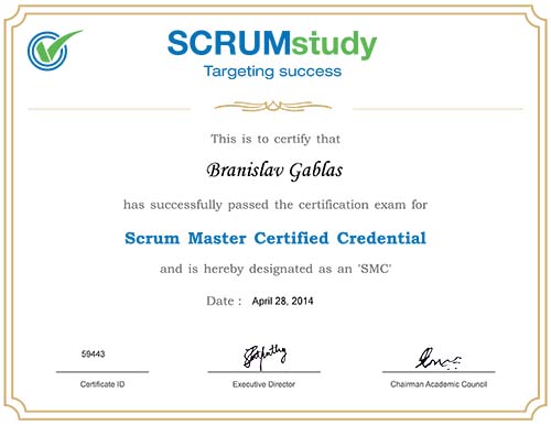 Scrum Master Certified - certificate